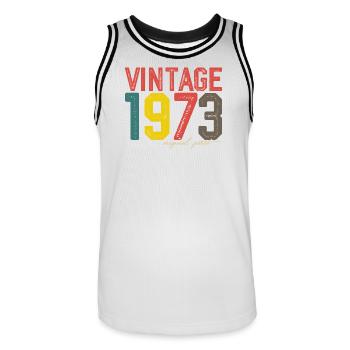 Millésime 1973 Partie originale - Maillot de basket Homme - blanc/noir - Devant - AI Model Male 185 dark (185cm)