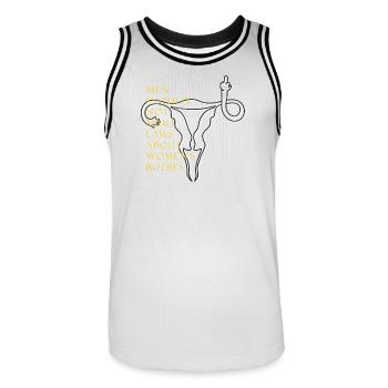 Men should not make laws about women's bodies - Männer Basketball-Trikot - Weiß/Schwarz - Vorne - AI Model Male 185 dark (185cm)