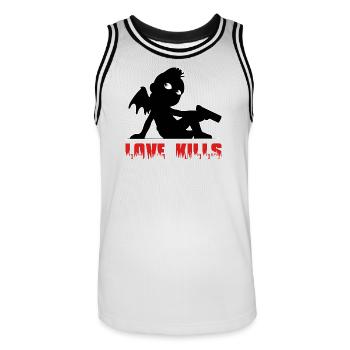 Love Kills 2 - Men's Basketball Jersey - white/black - Front - AI Model Male 185 dark (185cm)