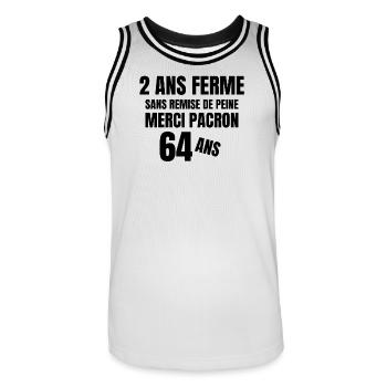réforme des retraites, merci patron, Macron - Maillot de basket Homme - blanc/noir - Devant - AI Model Male 185 dark (185cm)