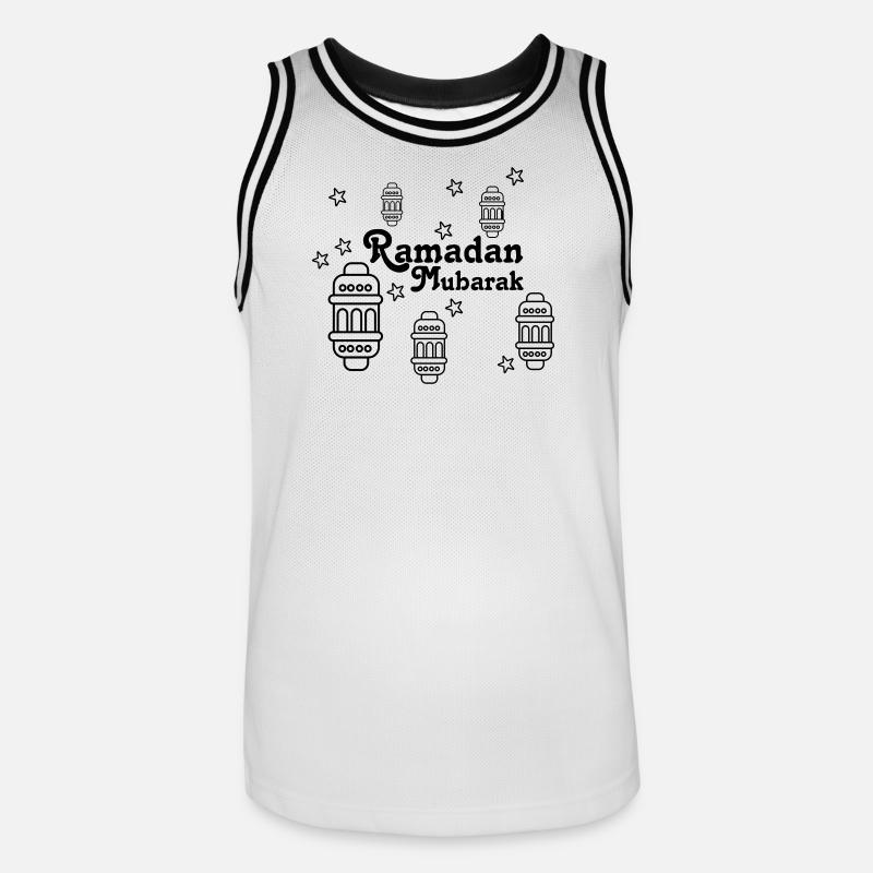 Ramadan Mubarak Lichter, Sternchen - Männer Basketball-Trikot - Weiß/Schwarz