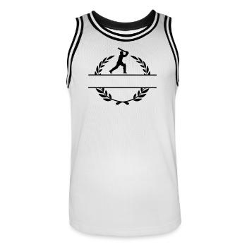 Cricket player in laurel wreath - Men's Basketball Jersey - white/black - Front - AI Model Male 185 dark (185cm)