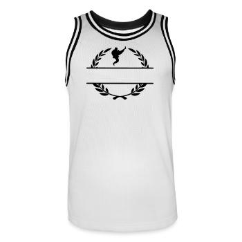 Karaté ou taekwondo couronne de laurier sauté pelle - Maillot de basket Homme - blanc/noir - Devant - AI Model Male 185 dark (185cm)