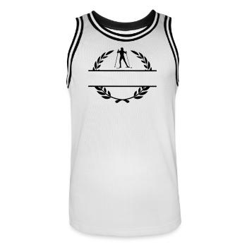 Skieur de fond en couronne de laurier - Maillot de basket Homme - blanc/noir - Devant - AI Model Male 185 dark (185cm)