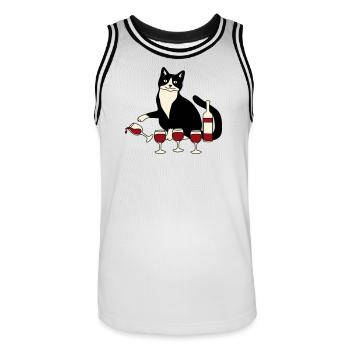 Cat wine glass - Men's Basketball Jersey - white/black - Front - AI Model Male 185 dark (185cm)