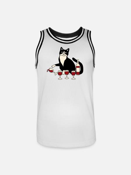 Verre à vin pour chat - Maillot de basket Homme - blanc/noir