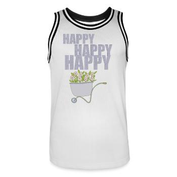 SCHUBKARREN HAPPY - Männer Basketball-Trikot - Weiß/Schwarz - Vorne - AI Model Male 185 dark (185cm)
