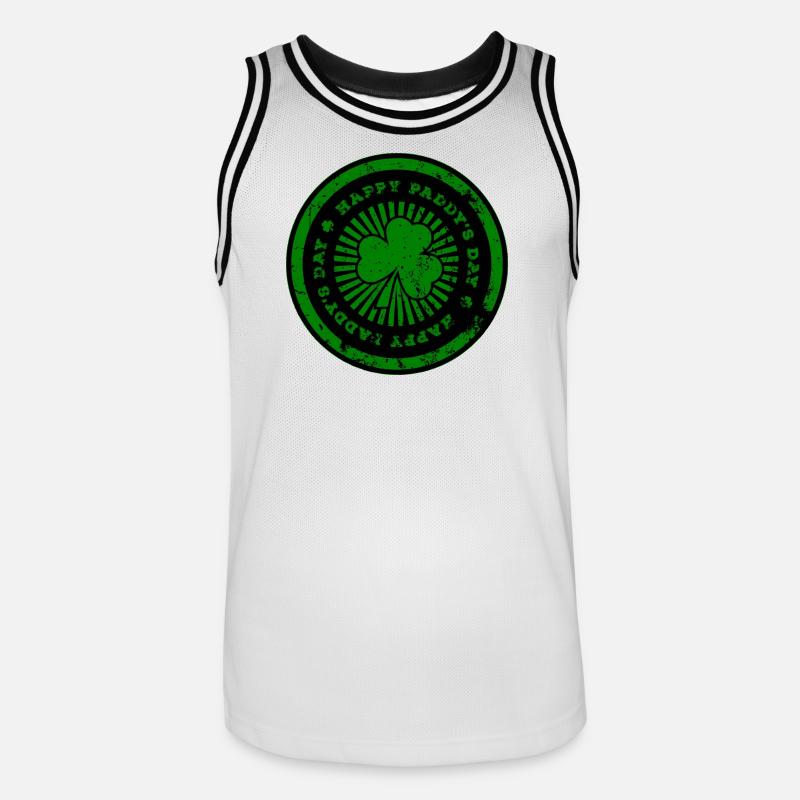 Empreinte verte de la Saint-Patrick - Maillot de basket Homme - blanc/noir