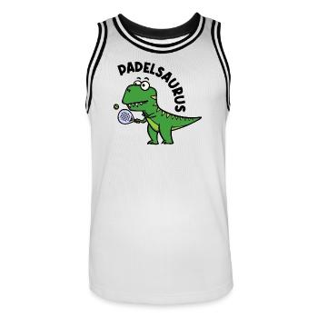 Dinosaurier Padel Spieler Schläger Ball Spruch - Männer Basketball-Trikot - Weiß/Schwarz - Vorne - AI Model Male 185 dark (185cm)