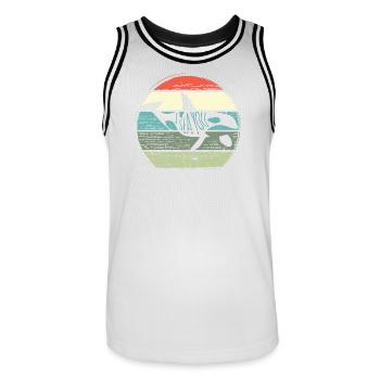 Retro Whale Sunset Circle - Men's Basketball Jersey - white/black - Front - AI Model Male 185 dark (185cm)