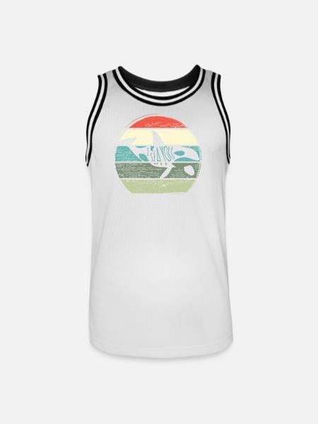 Retro Whale Sunset Circle - Men's Basketball Jersey - white/black