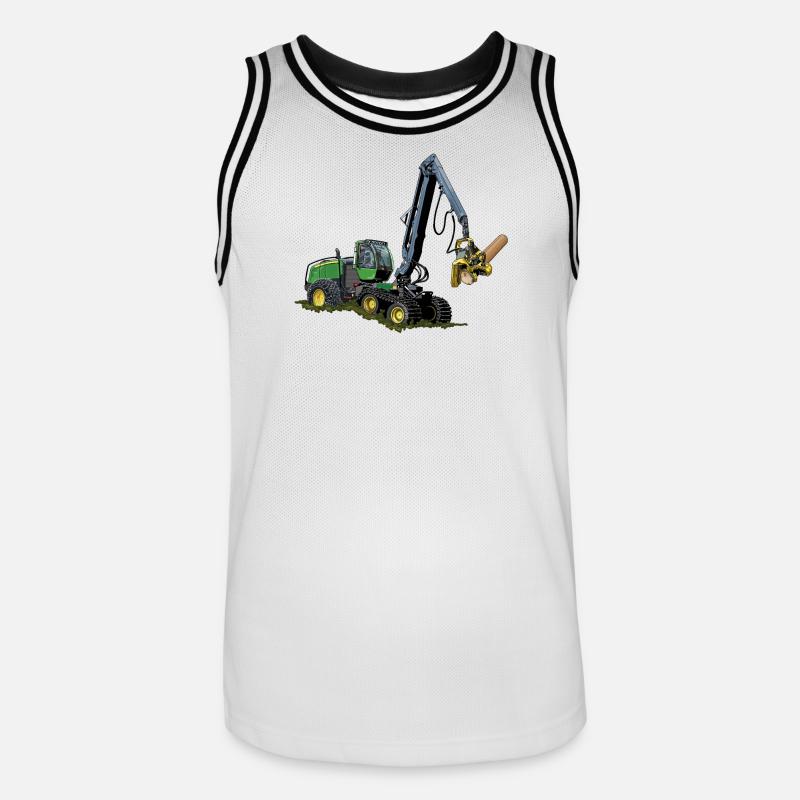 Harvester, Holzerntemaschine - Männer Basketball-Trikot - Weiß/Schwarz
