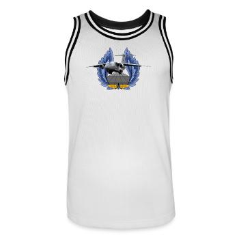 C-390 - Männer Basketball-Trikot - Weiß/Schwarz - Vorne - AI Model Male 185 dark (185cm)