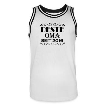 Beste Oma seit 2016 - Oma Geschenk - Männer Basketball-Trikot - Weiß/Schwarz - Vorne - AI Model Male 185 dark (185cm)