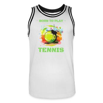 Born to play Tennis - Tennis Lovers T-Shirt - Men's Basketball Jersey - white/black - Front - AI Model Male 185 dark (185cm)