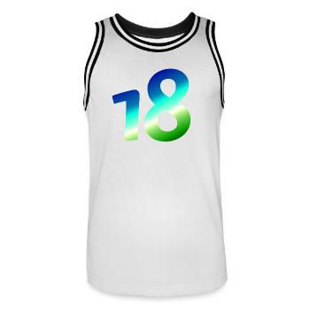 kleidung geburtstag, 18 karibischer Farbverlauf - Männer Basketball-Trikot - Weiß/Schwarz - Vorne - AI Model Male 185 dark (185cm)