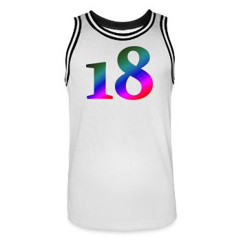18, bunter farbverlauf, schenken - Männer Basketball-Trikot - Weiß/Schwarz - Vorne - AI Model Male 185 dark (185cm)