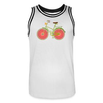 Vélo vert drôle avec des roues de pastèque - Maillot de basket Homme - blanc/noir - Devant - AI Model Male 185 dark (185cm)
