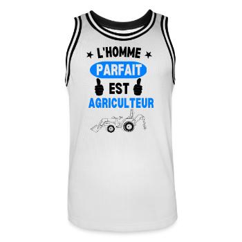 Homme Parfait Agriculteur - Maillot de basket Homme - blanc/noir - Devant - AI Model Male 185 dark (185cm)