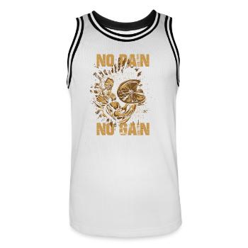 No Pain No Gain - Men's Basketball Jersey - white/black - Front - AI Model Male 185 dark (185cm)
