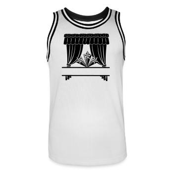 Curtains theater star with name bar - Men's Basketball Jersey - white/black - Front - AI Model Male 185 dark (185cm)