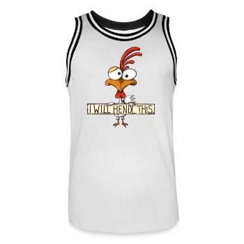 I will hendl this - Hahn, lustiger Spruch - Männer Basketball-Trikot - Weiß/Schwarz - Vorne - AI Model Male 185 dark (185cm)