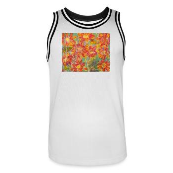Living flower meadow in impression style - Men's Basketball Jersey - white/black - Front - AI Model Male 185 dark (185cm)