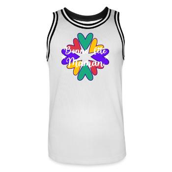 BONNE FÊTE MAMAN. MAMAN. FÊTE DES MÈRES. COEUR - Maillot de basket Homme - blanc/noir - Devant - AI Model Male 185 dark (185cm)