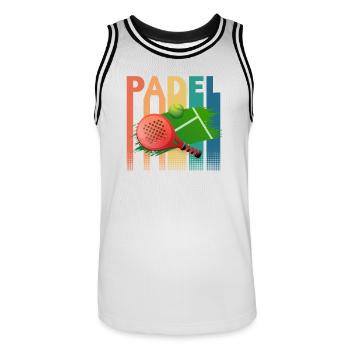 Padel Tennis Retro Vintage - Männer Basketball-Trikot - Weiß/Schwarz - Vorne - AI Model Male 185 dark (185cm)