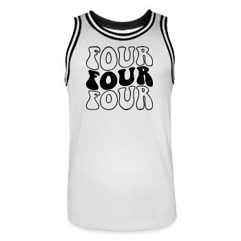 Vier Kinder zum 4. Geburtstag Jungen Mädchen 4 Jahre alt - Männer Basketball-Trikot - Weiß/Schwarz - Vorne - AI Model Male 185 dark (185cm)