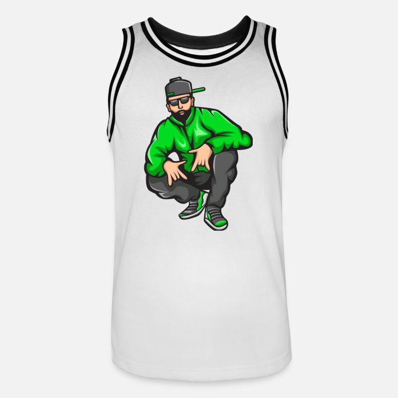 Bad Boy, Rap, Rapper, Rapper, Big Up - Maglia da basket per uomo - bianco/nero