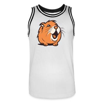 Cheerful Capybara / Guinea Pig / Hamster – Heart - Men's Basketball Jersey - white/black - Front - AI Model Male 185 dark (185cm)