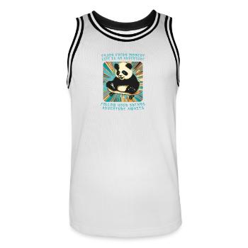 L’aventure de Panda sur roues - Maillot de basket Homme - blanc/noir - Devant - AI Model Male 185 dark (185cm)