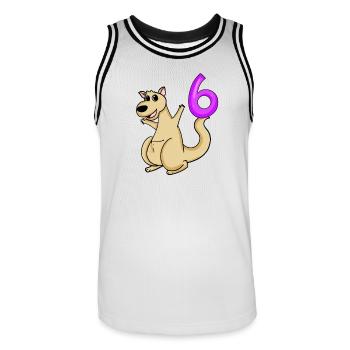 6 Birthday 6 years old with animal motif - six - Men's Basketball Jersey - white/black - Front - AI Model Male 185 dark (185cm)