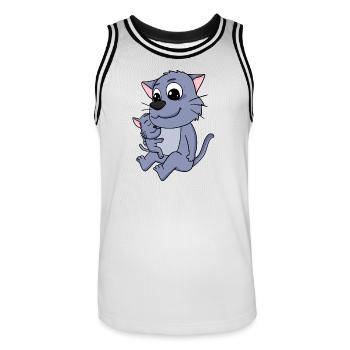 Cat Family - Cat with Baby - Men's Basketball Jersey - white/black - Front - AI Model Male 185 dark (185cm)
