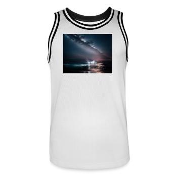 Expédier la nuit - Maillot de basket Homme - blanc/noir - Devant - AI Model Male 185 dark (185cm)