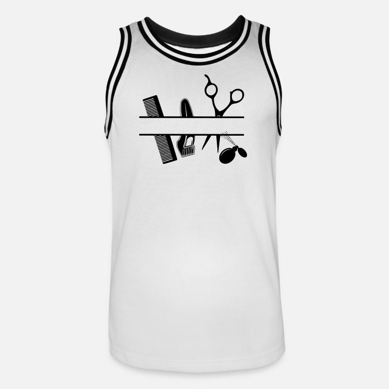 Bannière de texte d’attributs de coiffeurs - Maillot de basket Homme - blanc/noir