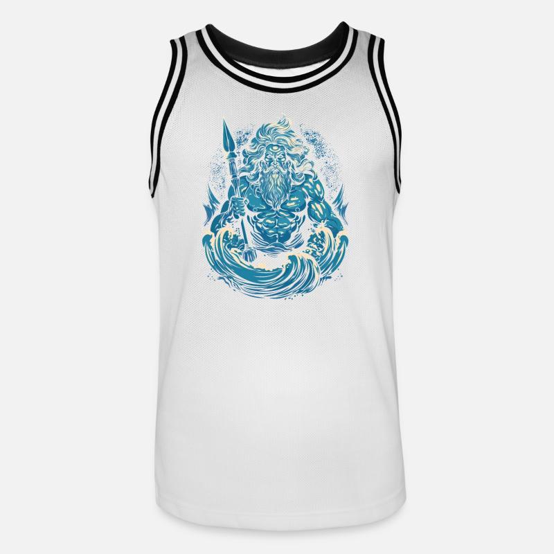 Poseidon - Maglia da basket per uomo - bianco/nero
