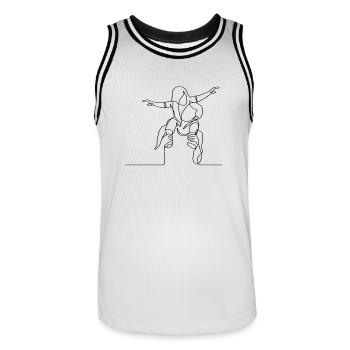 Passendes Vater-Tochter T-Shirt – Familienlook, Ge - Männer Basketball-Trikot - Weiß/Schwarz - Vorne - AI Model Male 185 dark (185cm)
