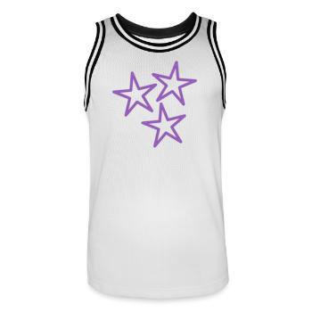 ETOILE. ETOILES. STAR. FÊTE. ANNIVERSAIRE. NOËL. - Maillot de basket Homme - blanc/noir - Devant - AI Model Male 185 dark (185cm)
