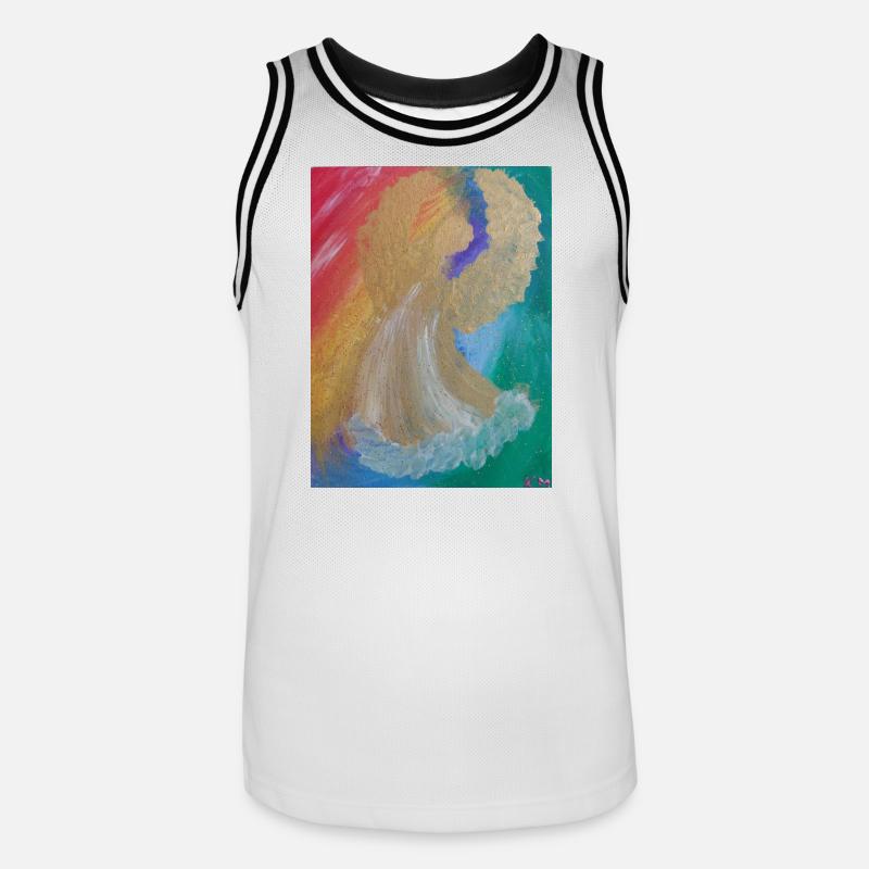Regenbogenengel - Engel des Einklangs - Engelbild - Männer Basketball-Trikot - Weiß/Schwarz