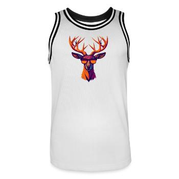 Retro Deer Revolt - Men's Basketball Jersey - white/black - Front - AI Model Male 185 dark (185cm)