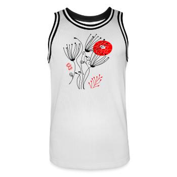 fleurs délicates en filigrane, Fleurs - Maillot de basket Homme - blanc/noir - Devant - AI Model Male 185 dark (185cm)