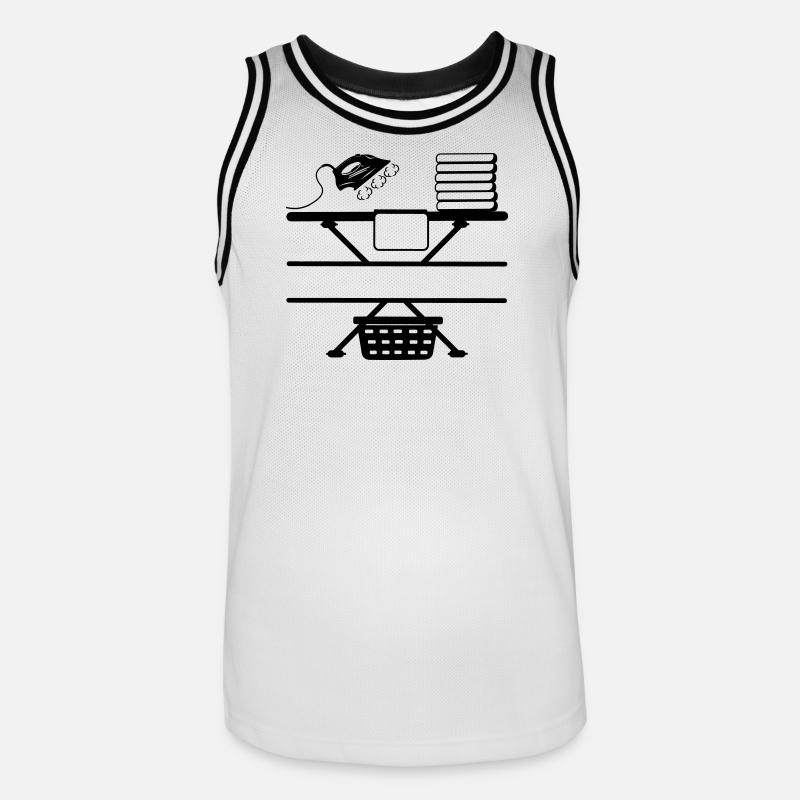 Pâte de fer à la vapeur et bannière de texte - Maillot de basket Homme - blanc/noir