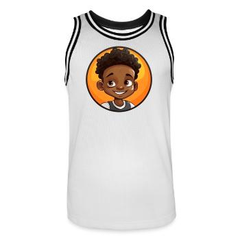 Afro Schwarz Kind Junge Mädchen Empowerment Mädche - Männer Basketball-Trikot - Weiß/Schwarz - Vorne - AI Model Male 185 dark (185cm)