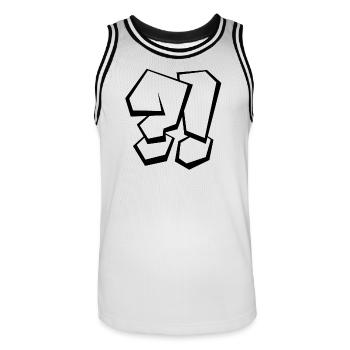 WTF Wieso Weshalb Warum ?! - Männer Basketball-Trikot - Weiß/Schwarz - Vorne - AI Model Male 185 dark (185cm)