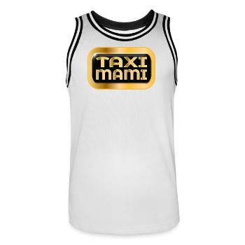 MÈRE CHAUFFEUR - MAMAN TAXI - Maillot de basket Homme - blanc/noir - Devant - AI Model Male 185 dark (185cm)