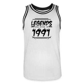 Legend 1991 - Né en 1991 - Construit en 1991 - Maillot de basket Homme - blanc/noir - Devant - AI Model Male 185 dark (185cm)
