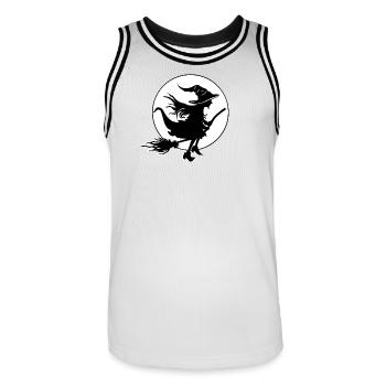 Young Witch in Front of Full Moon Halloween Motif - Men's Basketball Jersey - white/black - Front - AI Model Male 185 dark (185cm)