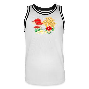 Composition colorée des champignons - Maillot de basket Homme - blanc/noir - Devant - AI Model Male 185 dark (185cm)